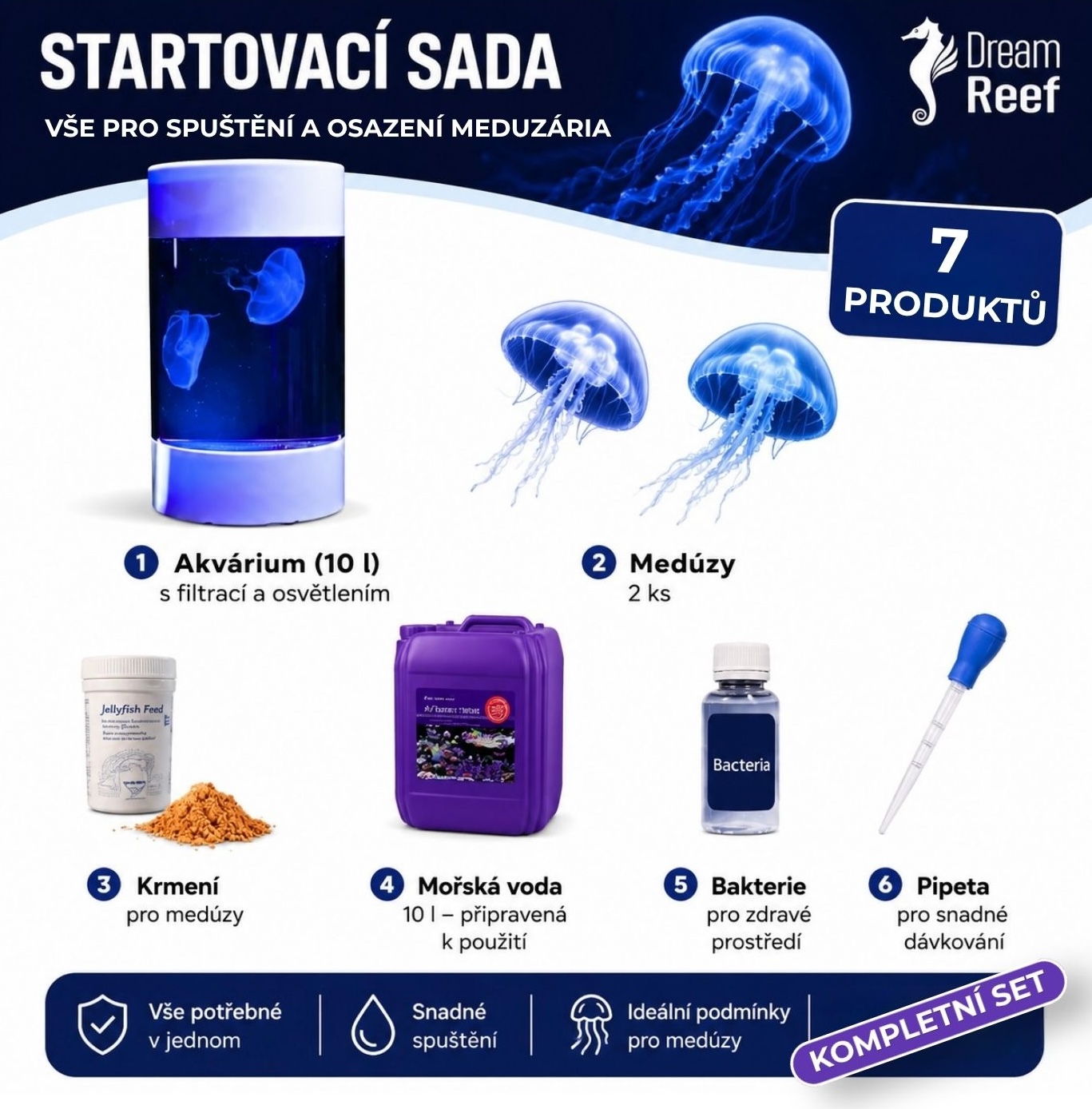 Akvárium pro medúzy (10 l) - kompletní set, bílá